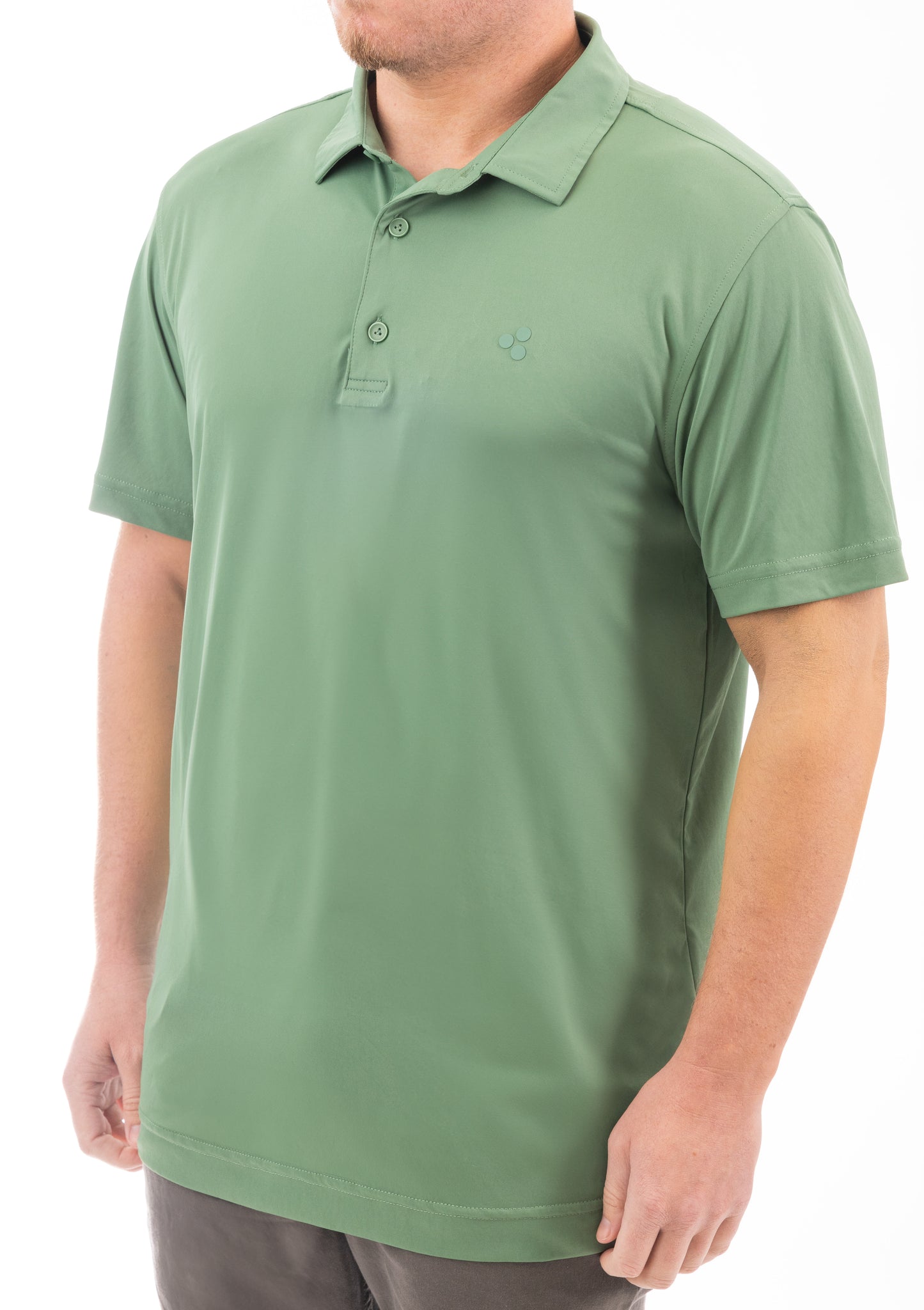 This golf polo is green like the fairways you can’t hit. It’s breathable, moisture wicking, 4-way stretch, and has an athletic fit. 